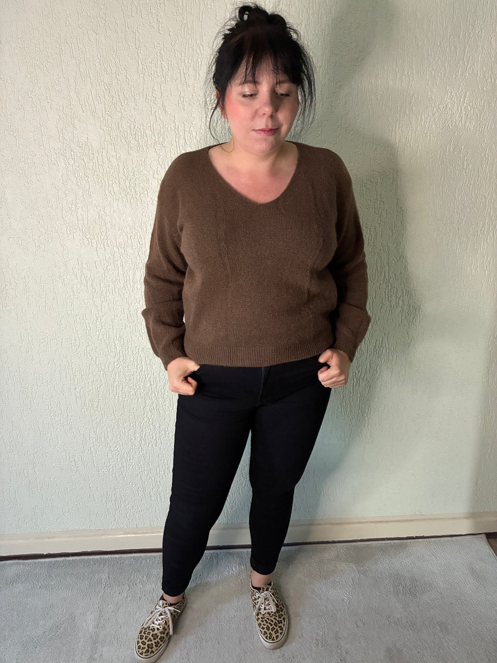 Alpaka-Pullover mit V-Ausschnitt