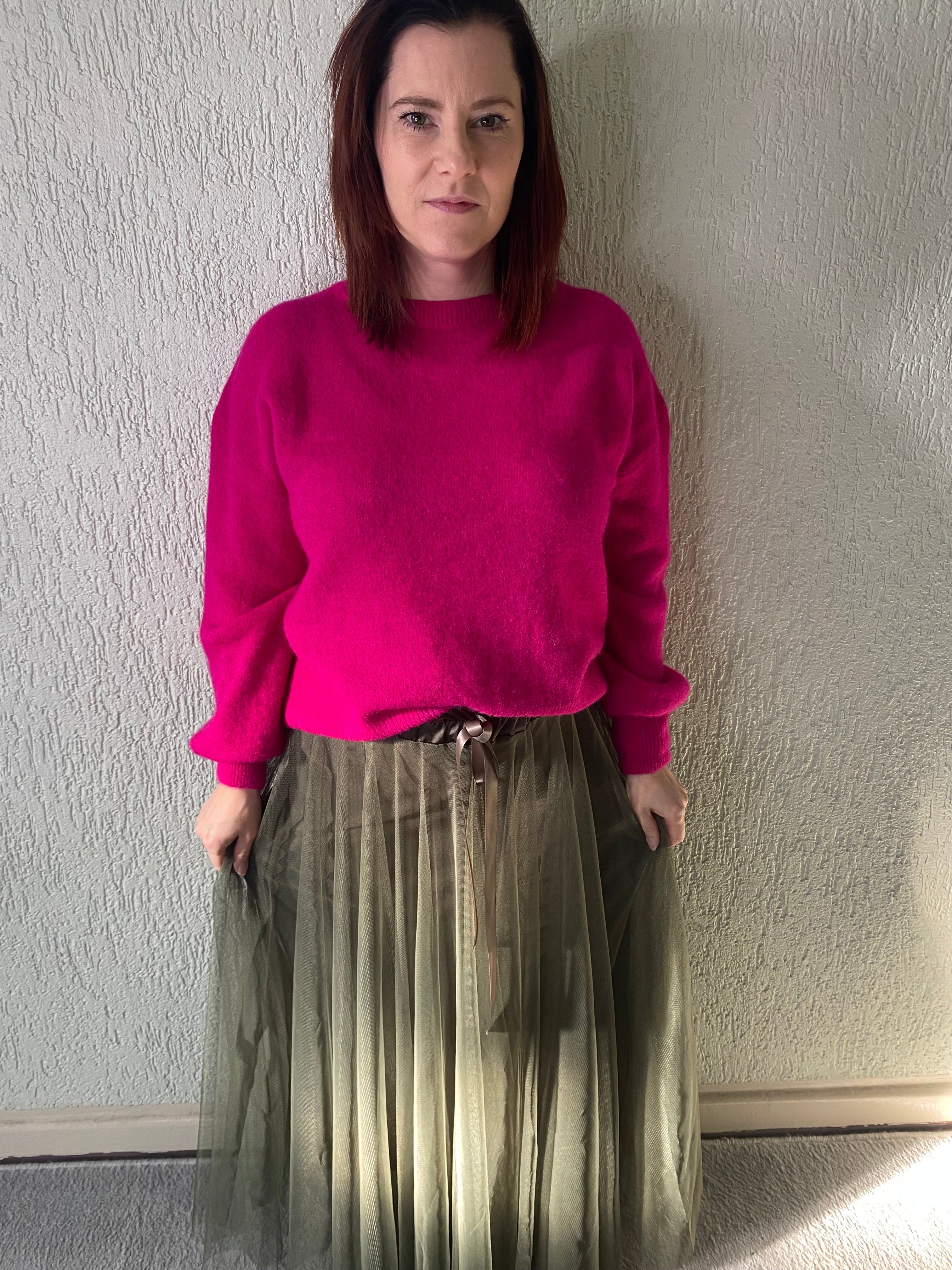 Alpaka-Pullover mit Ballonärmel