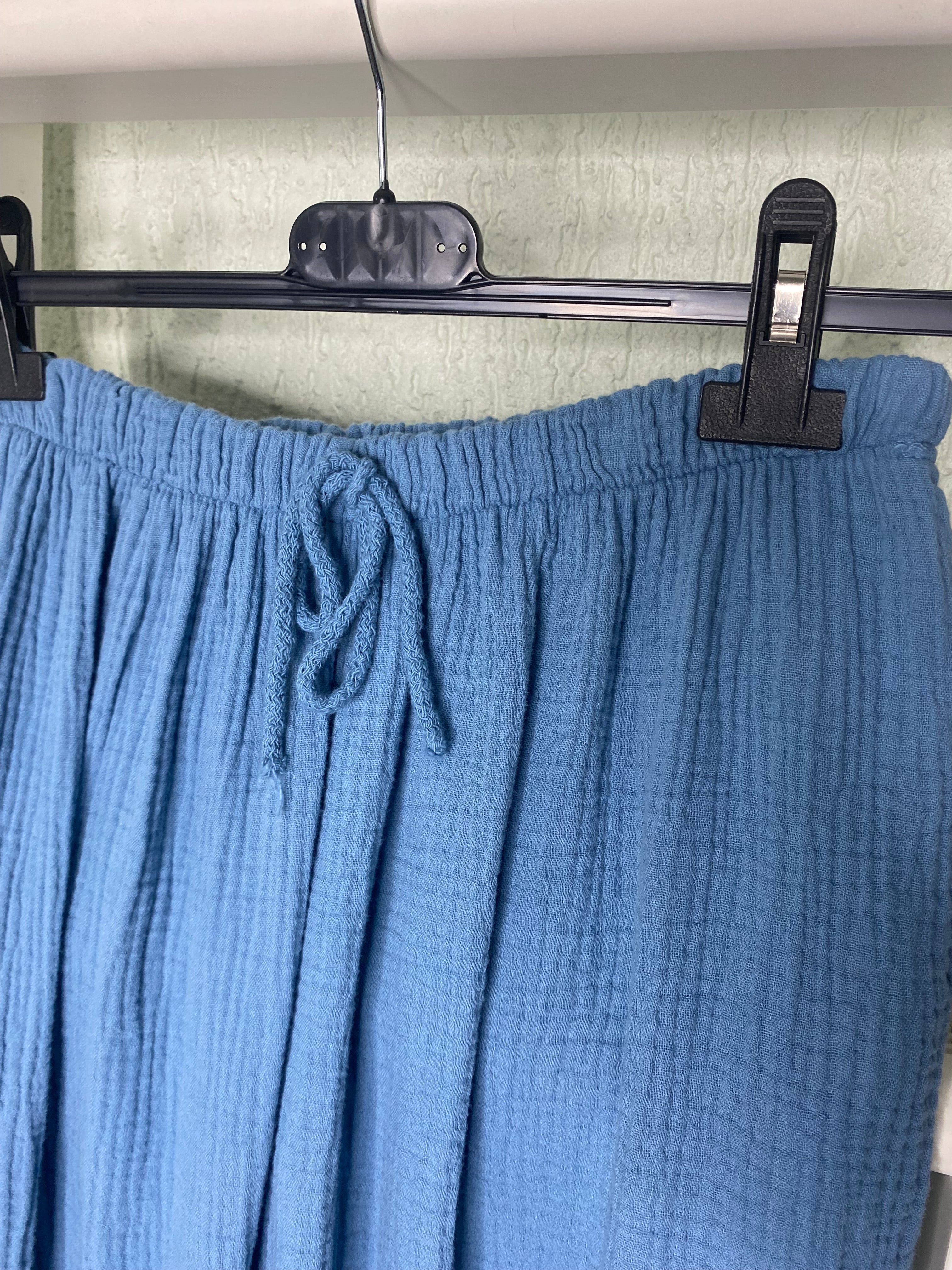 Weite Musselin-Hose aus Baumwolle – Waffelstruktur & Gummibund