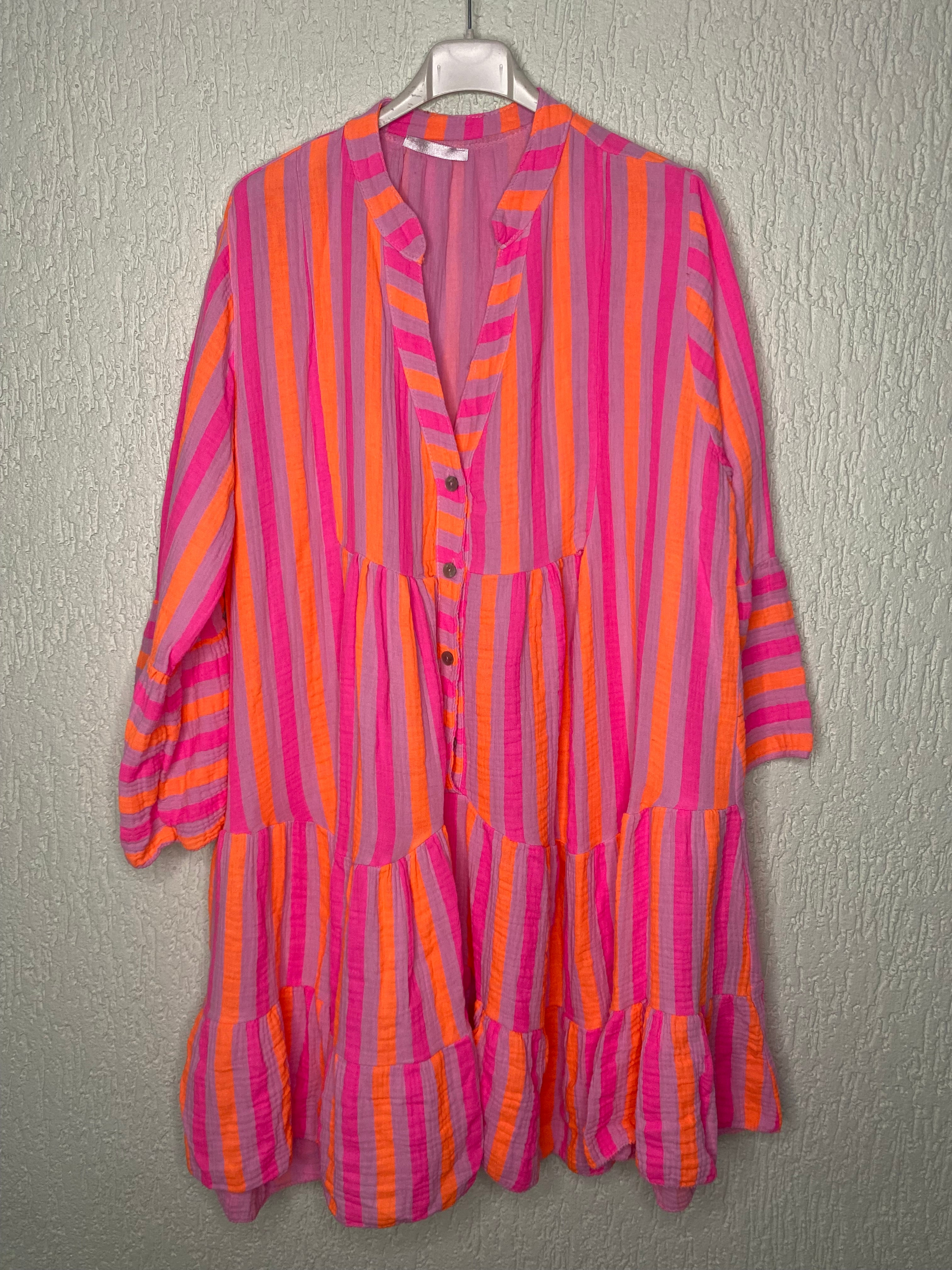 Musselin-Tunika Kleid mit Streifen