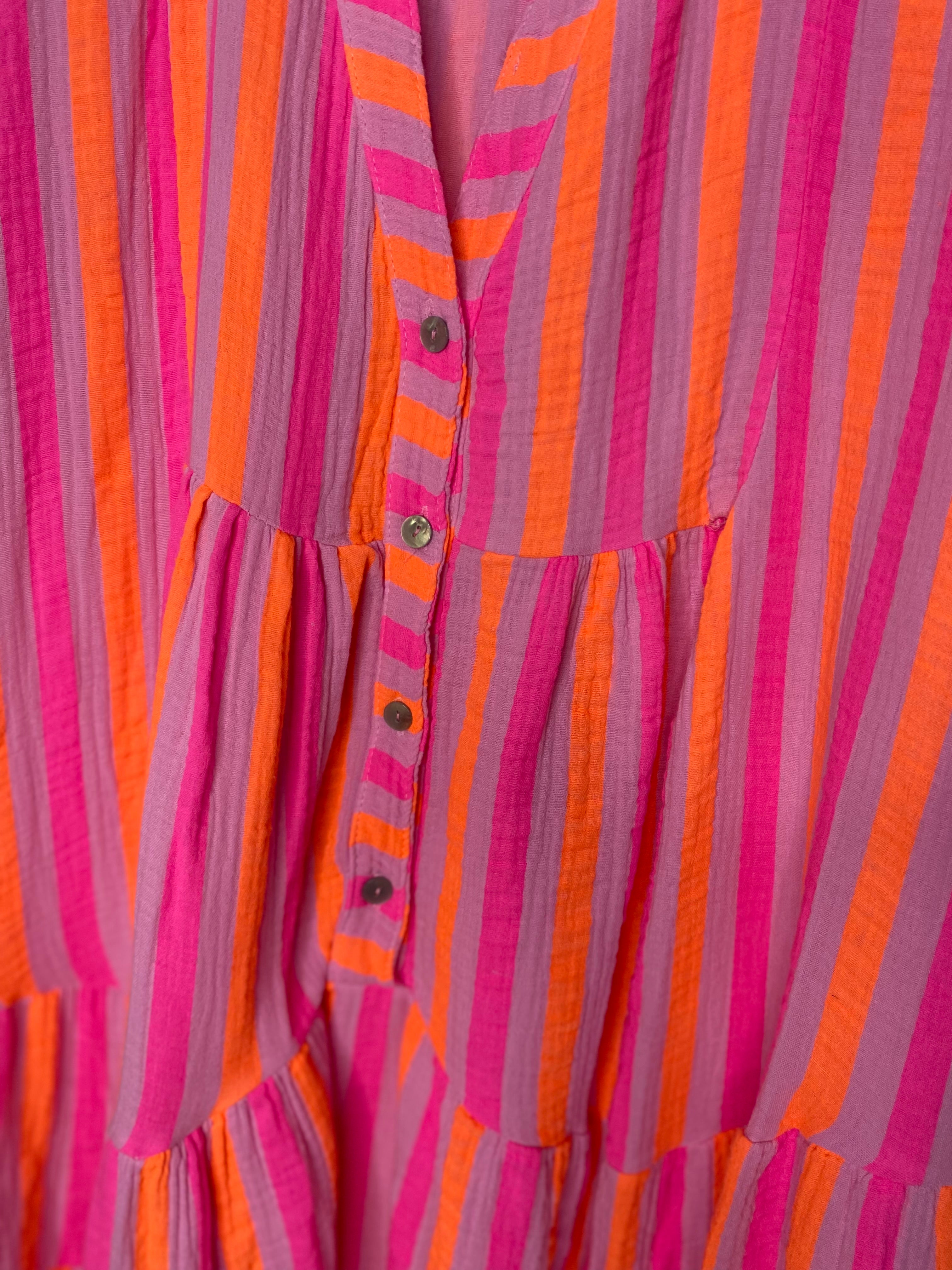 Musselin-Tunika Kleid mit Streifen