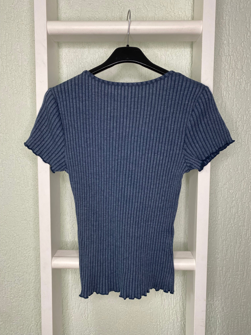 Ripp T-Shirt Damen mit V-Ausschnitt