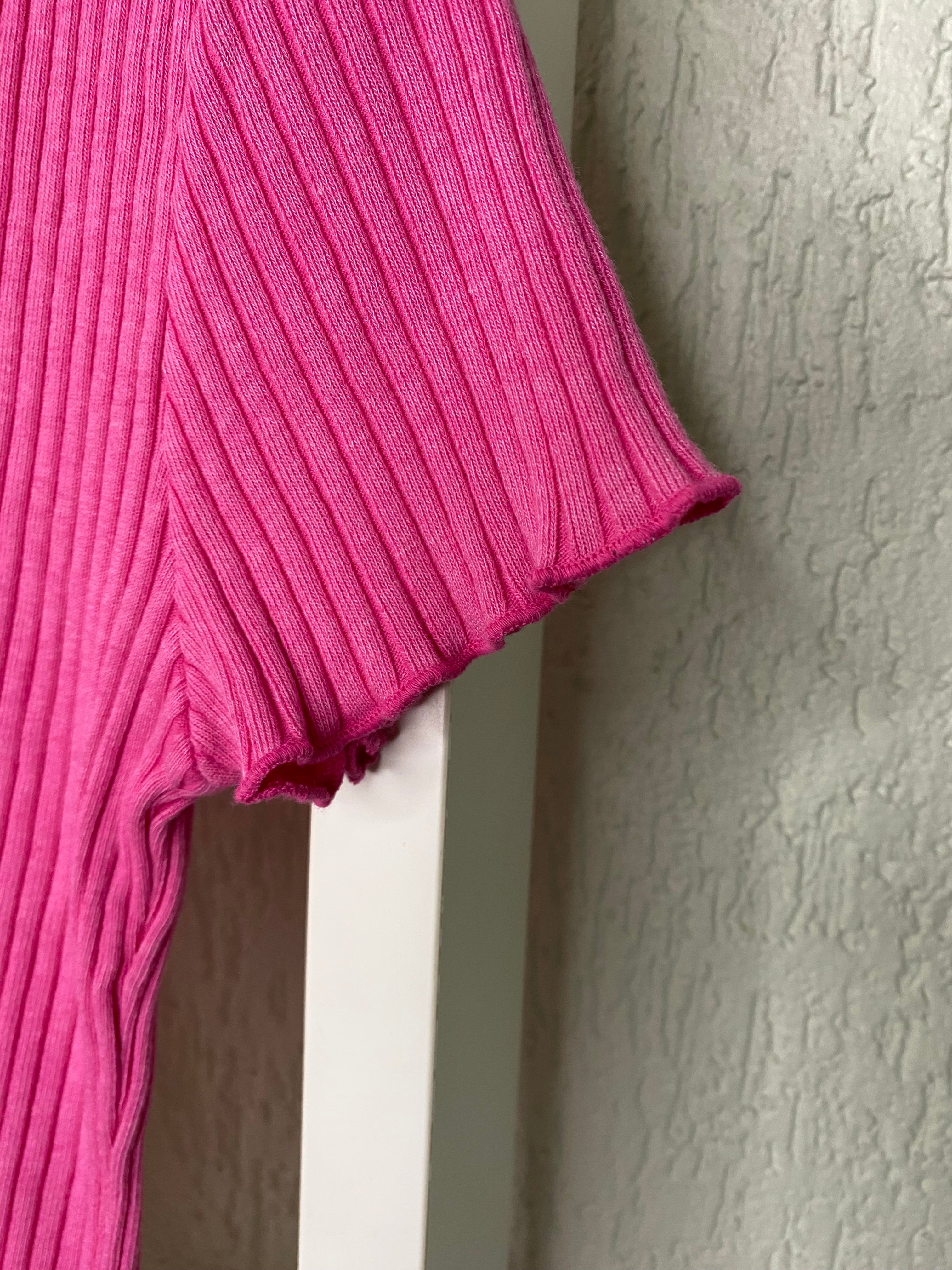 Ripp T-Shirt Damen mit V-Ausschnitt