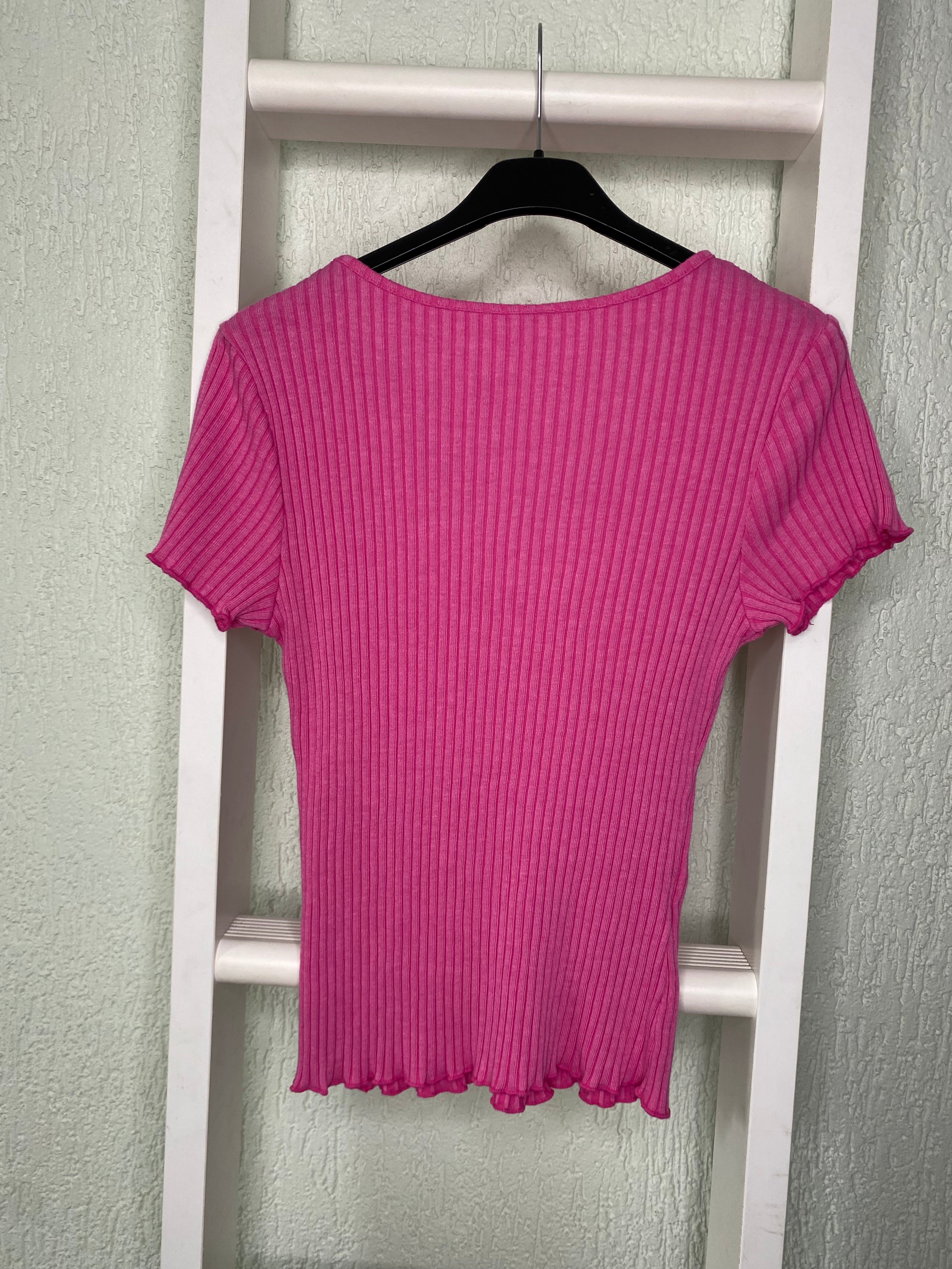 Ripp T-Shirt Damen mit V-Ausschnitt